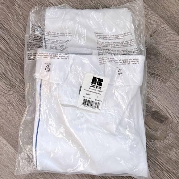 NWT RUSSELL ATHLETIC White Baseball Pants Blue Piped Diamond Series 2.0 Sz Small - Picture 2 of 16